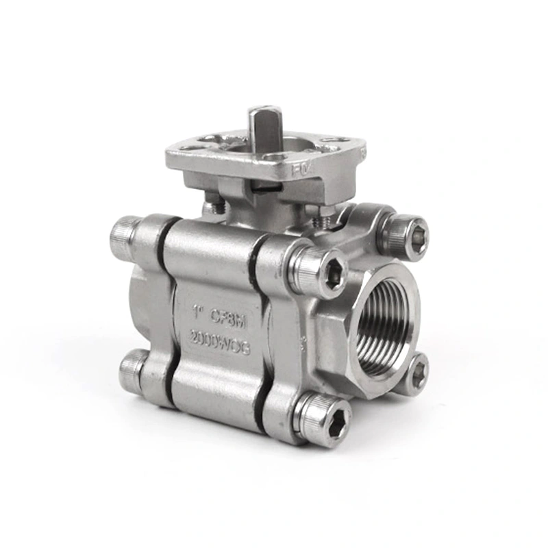 3PC Ball Valve 2000WOG dengan Basis ISO 5211 untuk Aktuator